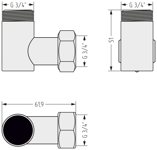 Уголок переходной Стилье (G 3/4" НР х G 3/4" НГ) 122002-3434
