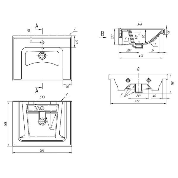 Раковина Misty Дрея Грейс 60 641587