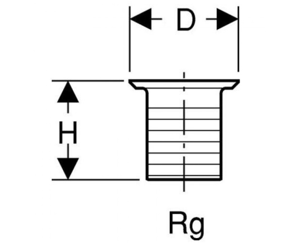 Сливной клапан Geberit с круглой резьбой: Rg=60 x 1/8", D=8.8см, Cерый RAL 7032 352.329.08.1