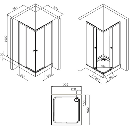 Душевой уголок AM.PM X-Joy 90x90 W94G-403-9090-BТ