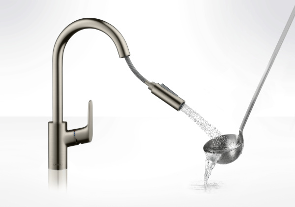Смеситель для кухни с выдвижным изливом Hansgrohe Focus M41 Eco 2jet 31833800 нержавеющая сталь