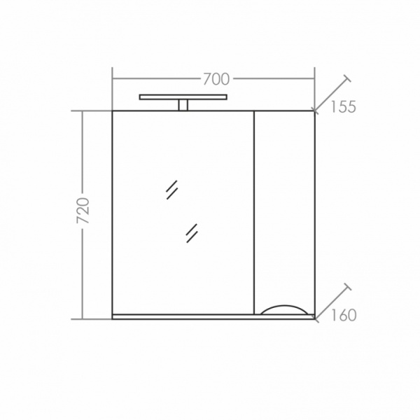 Зеркальный шкаф (70х72)  Санта Сатурн 70 700274