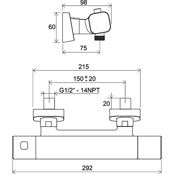 Смеситель для душа Ravak 10° Free X070154 черный матовый
