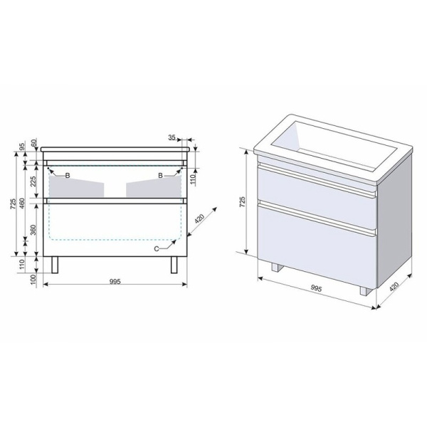 Тумба под раковину напольная Style Line Атлантика СС-00000692 белый