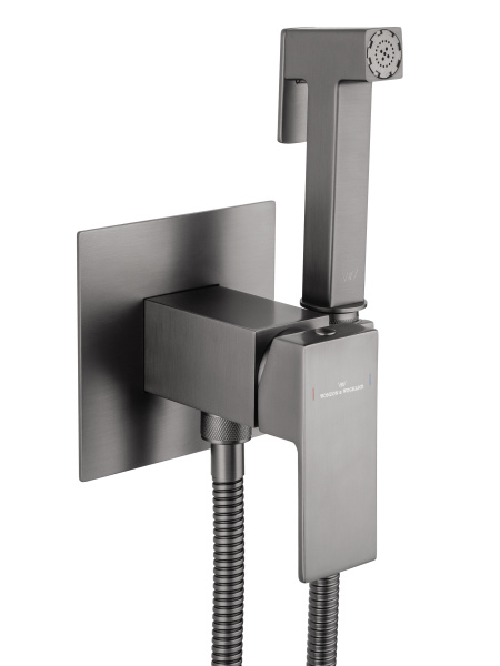 Смеситель с гигиеническим душем встраиваемый WONZON & WOGHAND CUBE, темный графит WW-88829016-BGM