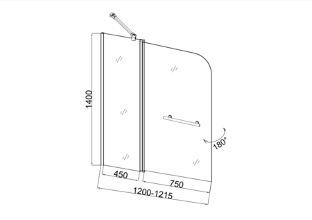 Душевая шторка на ванну (120x140) Taliente TA-1214CB