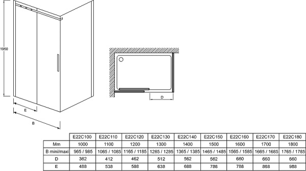 Душевая дверь Jacob Delafon Contra Black E22C120-BL