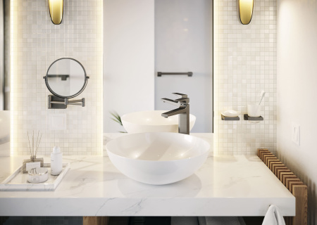 Смеситель для раковины с донным клапаном Push-Open Hansgrohe Metropol 32512340 шлифованный черный хром