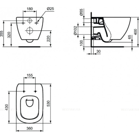 Чаша унитаза Ideal Standard Tesi T0079V3