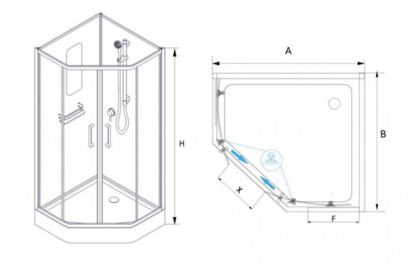 Душевая кабина хром 90х90х205 RGW AN-057