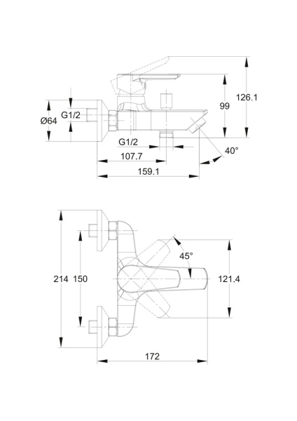 Смеситель для ванны Cersanit Vero 64510