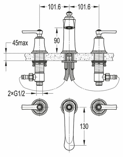 Смеситель для раковины CEZARES LIBERTY-F-BLS-01-W0