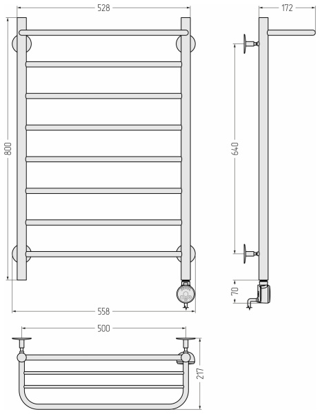 Полотенцесушитель Стилье Формат 20 ТЛ (800х500) 00520-8050 правый Полотенцесушитель Стилье Формат 20 ТЛ (800х500) 00520-8050 правый