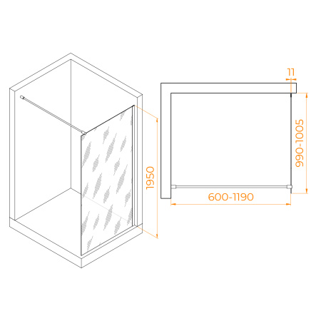Душевая перегородка 100 см RGW WA-002-W Walk-in 35100210-15