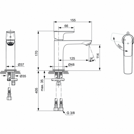 Смеситель для раковины Ideal Standard CONNECT AIR A7016AA, хром