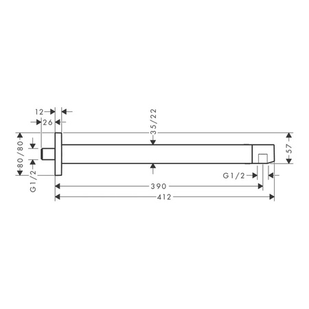 Кронштейн для верхнего душа 390 мм Hansgrohe Pulsify E 24337140 шлифованная бронза