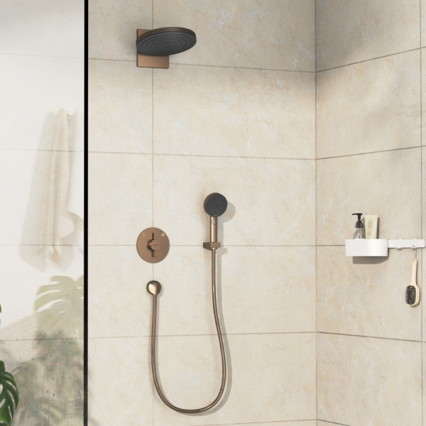 Смеситель для ванны на 2 потребителя Hansgrohe DuoTurn S 75418140 шлифованная бронза