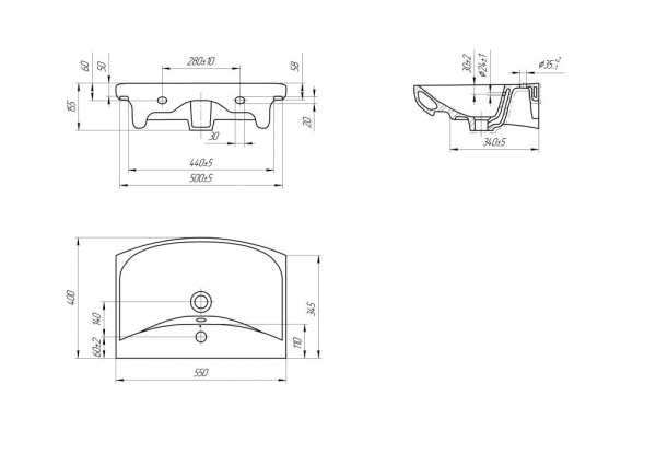 Раковина встраиваемая Onika Carina 55 UM-CAR55/1
