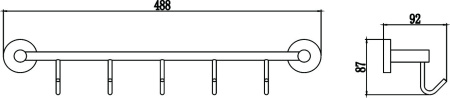Планка с крючками 5 крючков Savol 87 S-008775