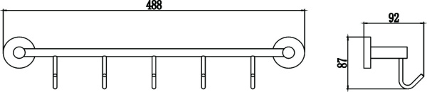 Планка с крючками 5 крючков Savol 87 S-008775
