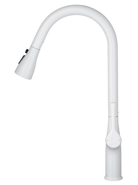 Смеситель для кухни с выдвижным изливом WONZON & WOGHAND, белый матовый WW-AE54123-MW