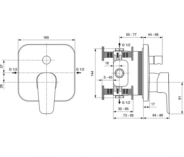 Смеситель встраиваемый для душа Ideal Standard CeraPlan III  A6115AA