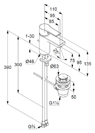 Смеситель для раковины Kludi Zenta SL 482600565