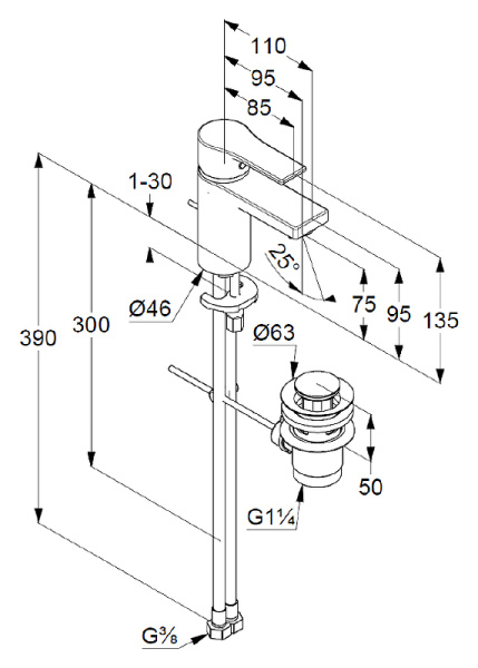 Смеситель для раковины Kludi Zenta SL 482600565