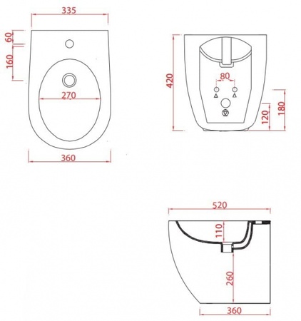 Биде напольное приставное Artceram FILE FLB002 01 00 bi