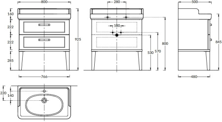 Тумба под раковину Kerama Marazzi Pompei PO.N.80.2\CAM
