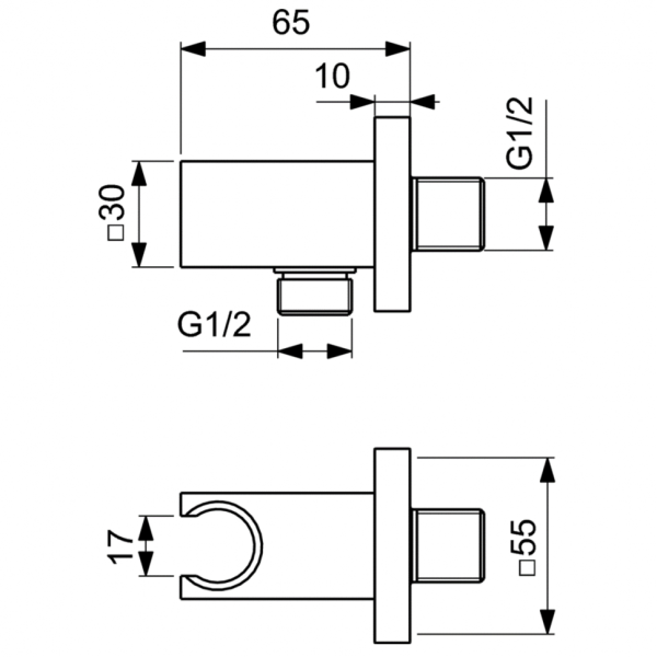Держатель с подключением душевой лейки 1/2" Ideal Standard IDEALRAIN BC771A5 Держатель с подключением душевой лейки 1/2" Ideal Standard IDEALRAIN BC771A5