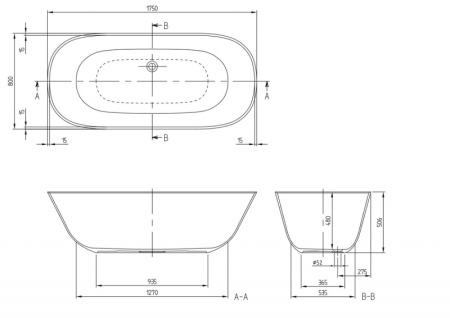 Ванна квариловая отдельностоящая Villeroy & Boch Theano 175х80 (UBQ175ANH7F200V-01)