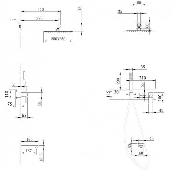 Душевой комплект ABBER Daheim AF8217W скрытого монтажа с изливом, белая матовая