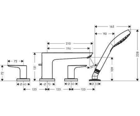 Смеситель на борт ванны Hansgrohe Talis E 71748670