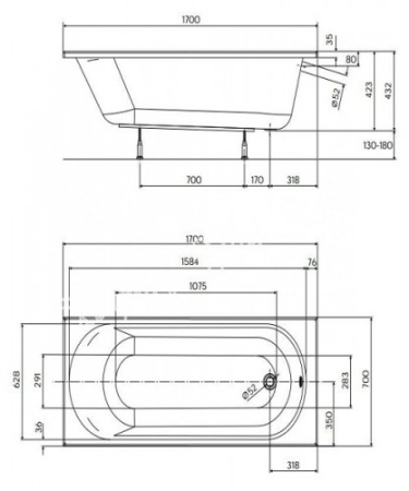 Ванна прямоугольная Kolo Opal Plus XWP1270000