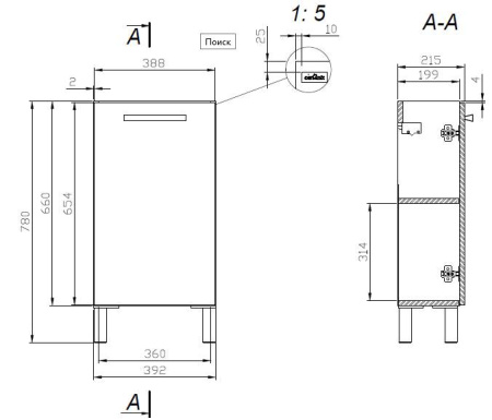 Тумба Cersanit MELAR 40 B-SU-MEL-CM40