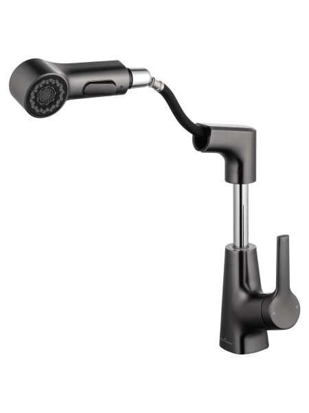 Смеситель для раковины с выдвижным изливом WONZON & WOGHAND, темный графит WW-121B108-BGG Смеситель для раковины с выдвижным изливом WONZON & WOGHAND, темный графит WW-121B108-BGG