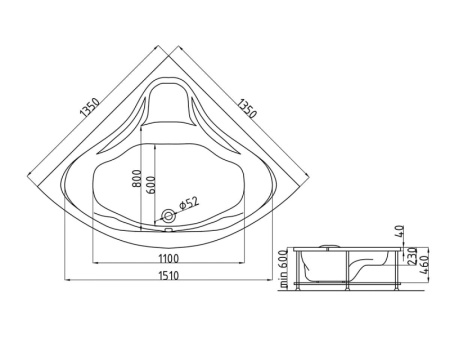Ванна из искусственного камня (135х135) AquaStone FLORIDA