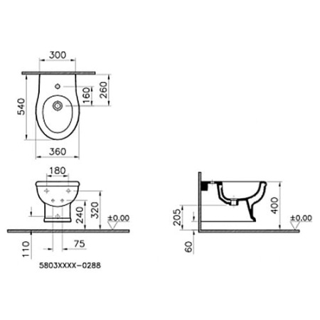 Биде подвесное Vitra Efes 5803B003-0288