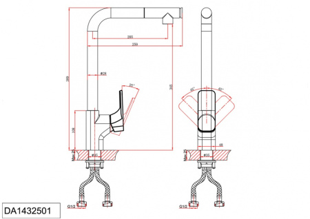 Смеситель для кухни с выдвижной лейкой Berlin.Freie D&K (DA1432501)