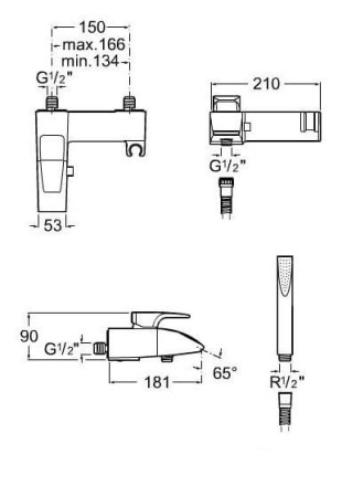 Смеситель для ванны Roca Thesis к-т 5A0150C00