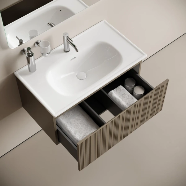 Тумба без раковины подвесная Sancos Code CD80GB серо-бежевый матовый