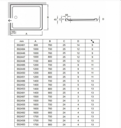 Душевой поддон Jacob Delafon Flight E62451-F-M53