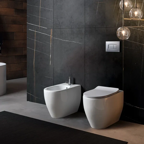 Унитаз приставной безободковый Kerasan Flo 311901 белый, без сиденья