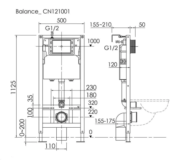 Комплект унитаза с инсталляцией Ceramicanova Balance/Mono CN1905_121002MB