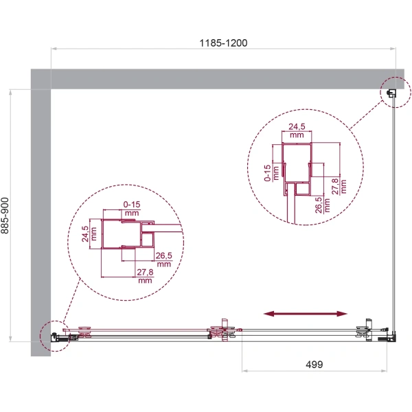 Душевой уголок BelBagno Luce LUCE-AH-1-120/90-P-Cr