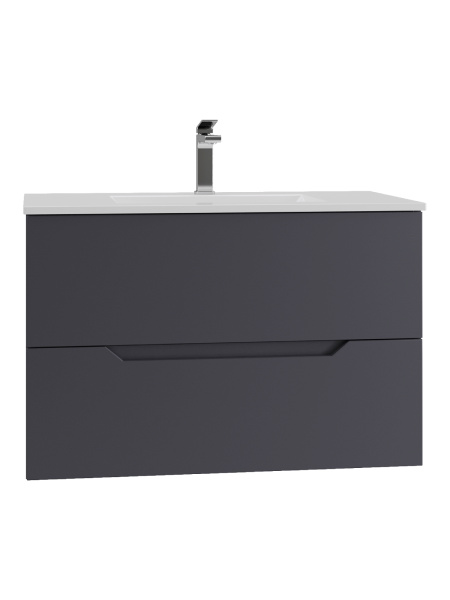 Тумба с раковиной подвесная Orange Line Li-80Tug+Ra графит матовый