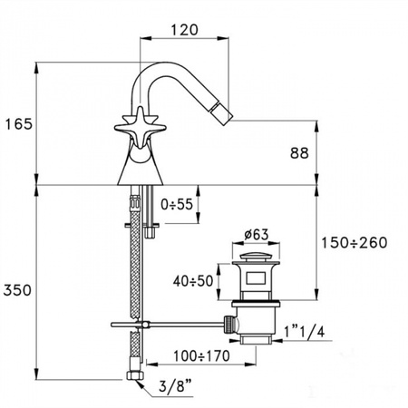 Смеситель для биде Stella 130 CT 00204 CR00