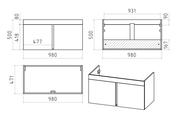 Тумба под раковину Misty Торос 100  П-Тор01100-0521Пр