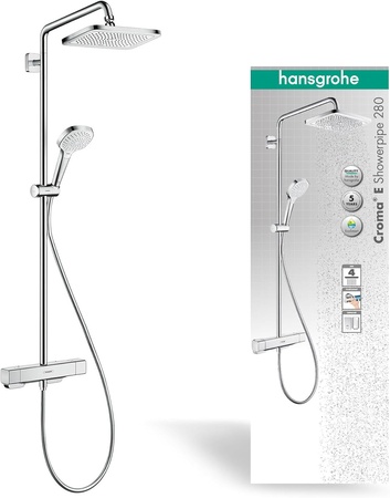 	 Душевая система с термостатом Hansgrohe Croma E Showerpipe 280 1jet EcoSmart 27660000 хром
